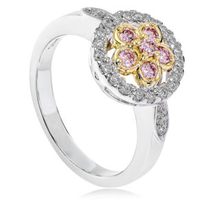 Pink and White Diamond Ring