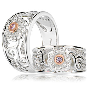 Pink and White Diamond Ring