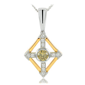 Cognac and White Diamond Pendant