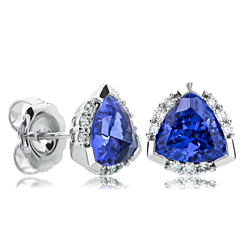 Diamond Trillion Stud Earrings  Zoe Lev Jewelry
