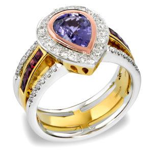 Purple and Orange Sapphire Ring