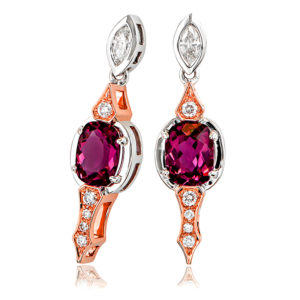 Pink Tourmaline & Diamond Earrings