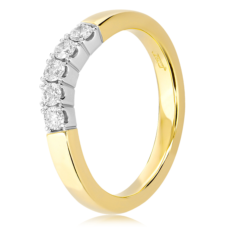 18CT TWOTONE GOLD CURVED CLAW SET DIAMOND BAND Anthonys
