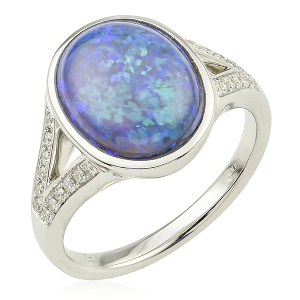 Natural Australian Boulder Opal Ring in 18K Yellow Gold